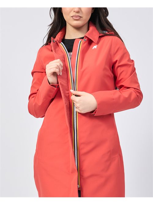 Mathy women's long jacket by K-way with hood and logo K-WAY | K7127JW-MATHY BONDED703